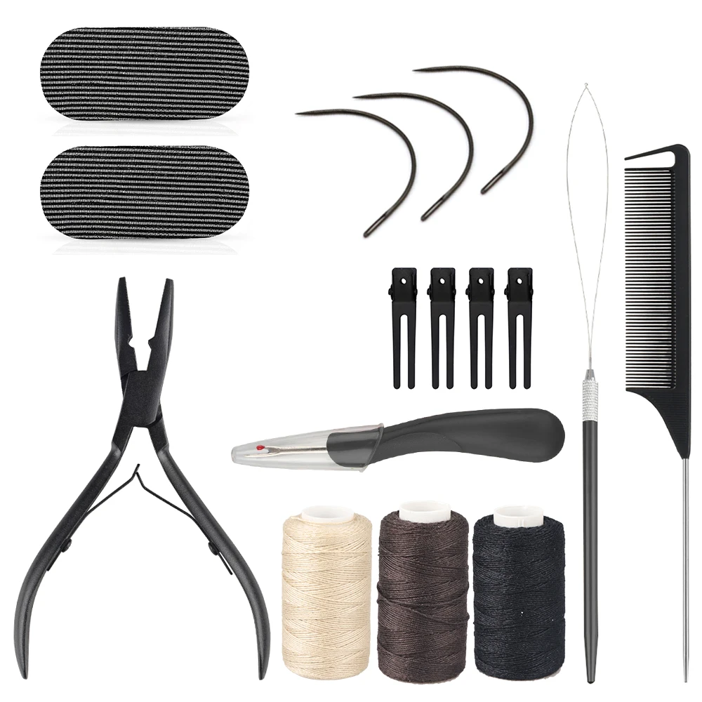 Набор инструментов для наращивания волос, Набор плоскогубцев для наращивания, Полиэфирная нить, Рыхлитель швов, петля для укладки волос, гребень для волос в хвосте