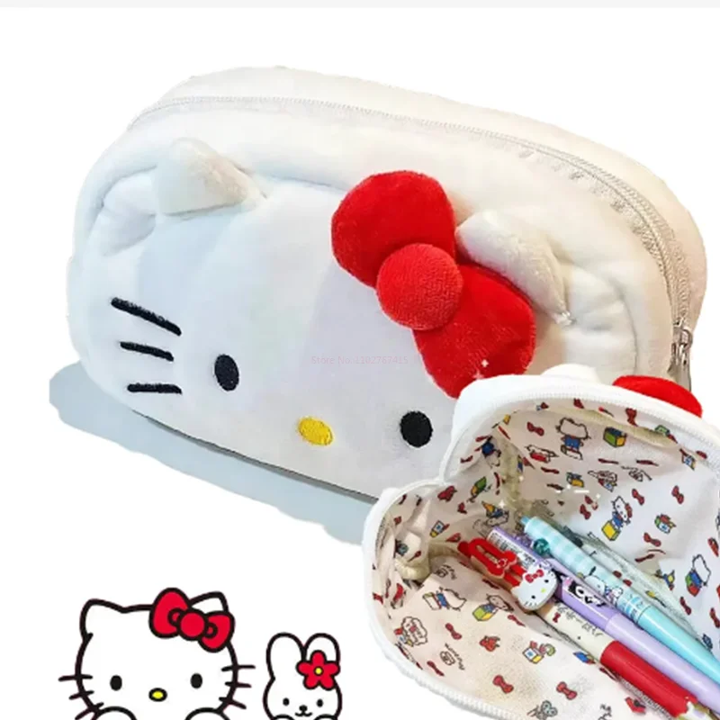 Плюшевая сумка для хранения Hello Kitty Косметичка Sanrio Kawaii Пенал Мультяшная Студенческая Канцелярская сумка Косметичка для девочек Подарок на день рождения