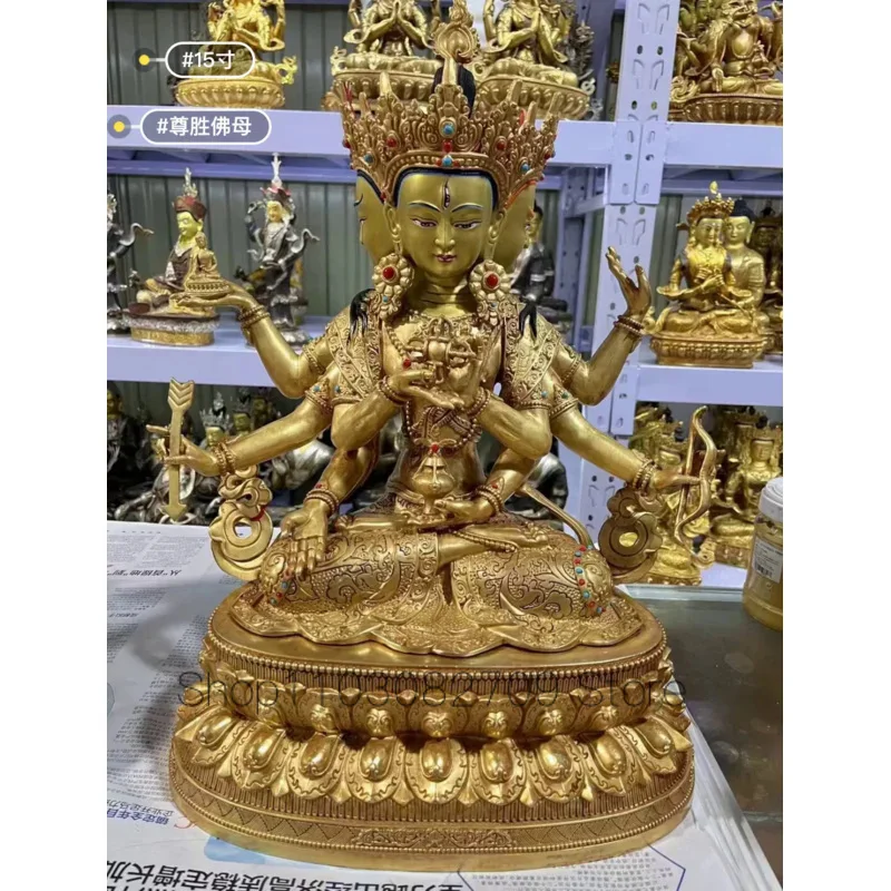 46 см ОГРОМНАЯ ВЕРХНЯЯ фигура Будды ДОМАШНЯЯ эффективная Защита Буддизм полная Позолота Позолоченная статуя Будды Намгьялма Конг Ким