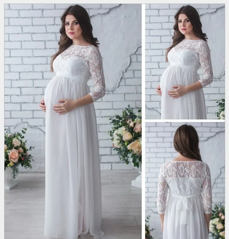 Сексуальные платья для беременных Кружевной реквизит с длинным рукавом для фотосъемки фото Платье для беременных Изображает платья для беременных