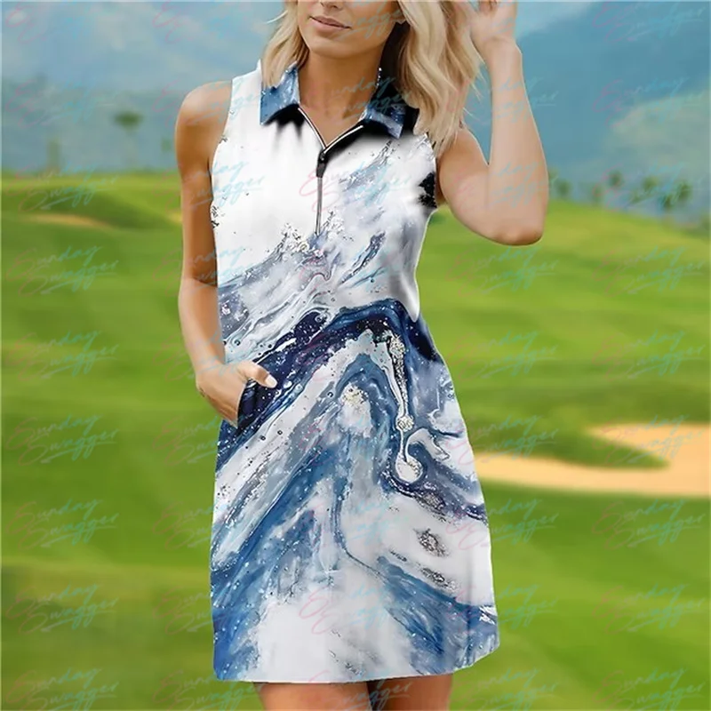Платье для гольфа Модное женское спортивное платье для фитнеса Удобное быстросохнущее платье без рукавов Повседневная спортивная одежда для бега на открытом воздухе