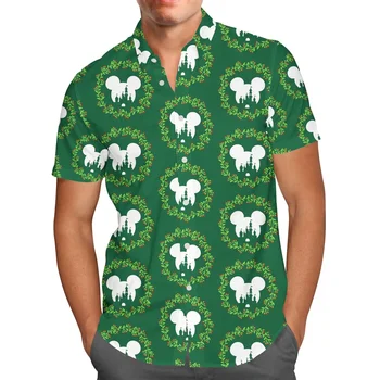 Гавайская рубашка в стиле Замка Святого Валентина, Замок Диснея, мужская рубашка на пуговицах с короткими рукавами, модная гавайская пляжная рубашка Disney с коротким рукавом  5