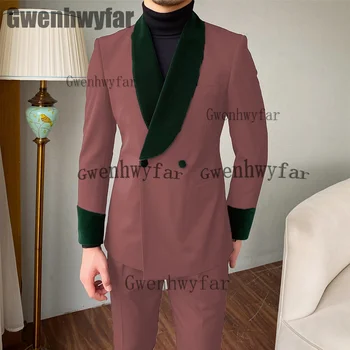 Gwenhwyfar 2022 Новый Дизайн, Высококачественные Мужские Костюмы из 2 предметов, Жакет С Отворотом И Шалью, Комплект Для Свадебного Банкета Жениха (Куртка + брюки)  5