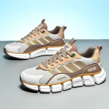 Мужские кроссовки для бега Marathon Road хорошего качества цвета хаки, удобные молодежные модные кроссовки для фитнеса  5