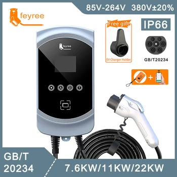 Зарядное Устройство feyree EV GB/T Socket 32A 7KW 1фазное 16A 11KW 3фазное 22KW Зарядная Станция с Управлением Приложением для Электромобиля EVSE Wallbox  5