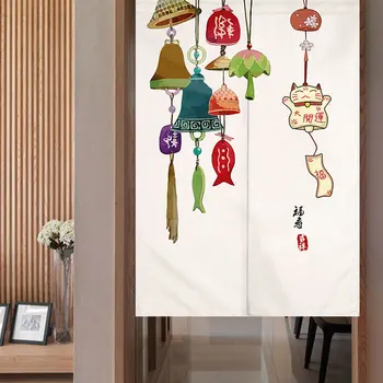 Дверная занавеска с японским мультяшным рисунком, Дышащая, износостойкая полиэфирная перегородка Для гостиничных номеров, ванных комнат, студий  5
