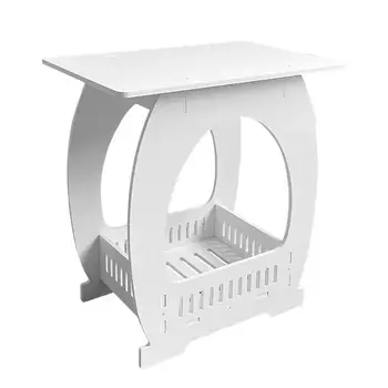 Прикроватный столик Белая тумбочка журнальный столик с открытым местом хранения Элегантная прикроватная тумбочка для гостиной спальни Украшения офиса  5