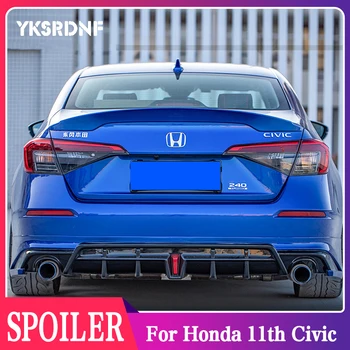 Для Honda 11th Civic 2022 Высококачественный ABS Глянцевый Черный И Карбоновый Вид, Спойлер На Задней Крышке Багажника, Автомобильные Аксессуары  5