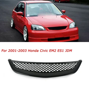 Автомобильная Глянцевая Черная Сетка ABS Решетка Переднего Капота Гриль для Honda Civic JDM Type R 2001-2003  5