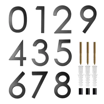 3D номера плавающих домов, черные акриловые модные номера почтовых ящиков, Антикоррозийный глянцевый номер украшения почтового ящика 152 мм  10