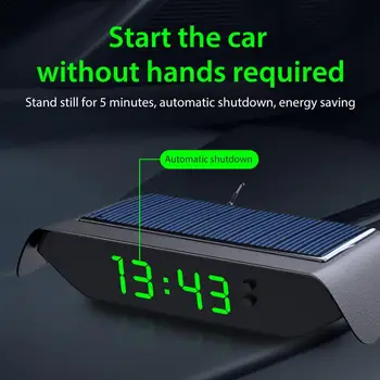 Автомобильные часы Автомобильные цифровые часы с термометром с датой, временем и температурой, работающие на солнечной энергии, заряжаемые через USB, Универсальные беспроводные автомобильные HUD  5