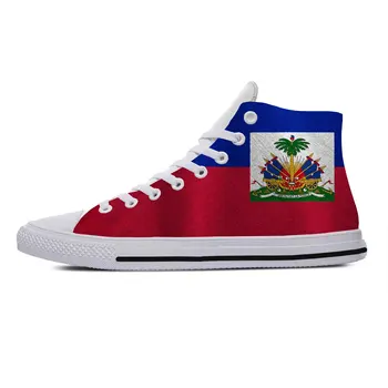 Гаити Гаитянский Флаг Патриотическая Гордость Забавная Модная Повседневная Тканевая обувь С высоким берцем Удобные Дышащие Мужские И женские кроссовки с 3D принтом.  4