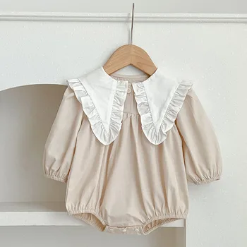 Осень-весна, 0-24 м, детская одежда, боди для маленьких девочек, хлопковый комбинезон для новорожденных девочек с длинными рукавами, сшитый из хлопка  10