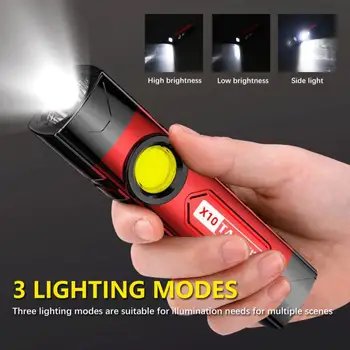 Портативный светодиодный фонарик Mini COB Work Light USB Перезаряжаемый 18650 для кемпинга с зажимом, 3 режима, Мощный фонарь для рыбалки  2