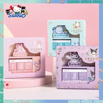 Sanrio Аниме Kuromi Hello Kitty Деревянный календарь Собака Паша Креативное Милое украшение стола Мини Настольный календарь Подарки Детям на День Рождения  5