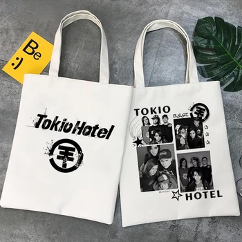 Tokio Hotel Group Music, женские сумки для покупок с принтом, повседневная сумка для покупок, женская мода на плечо, холщовая сумка-тоут в стиле 90-х  5