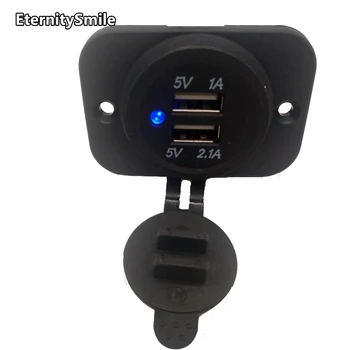3.1A Двойной USB Порт Зарядное Устройство Розетка водонепроницаемая крышка 12V LED передача тока 5V 1A 2.1A с монтажной панелью  0