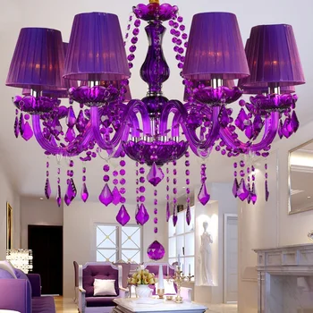 Хрустальная Подвесная лампа TEMAR в европейском стиле, Фиолетовая Свеча, Роскошная Гостиная, Ресторан, Спальня, Люстра магазина одежды  5