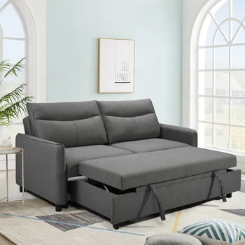 Горячая распродажа Раскладного дивана-кровати 3 в 1, современного тканевого дивана-футона Loveseat с выдвижной кроватью, Мебель для гостиной  5