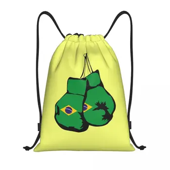 Рюкзак с завязками под флагом Бразилии, Женский Мужской рюкзак для спортзала, Переносные Бразильские боксерские перчатки, Тренировочная сумка, мешок  5
