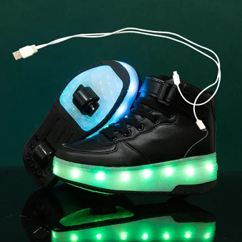 2024 Детские светящиеся кроссовки, Обувь для роликовых коньков с двумя колесами, Дышащая обувь с подсветкой для девочек и мальчиков на открытом воздухе  5