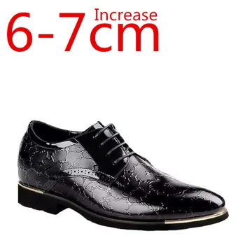 Обувь, увеличивающая рост, мужская официальная одежда, Кожаная обувь на рост 6-7 см, мужская обувь для бизнеса и отдыха, обувь из натуральной кожи на завышенной высоте  5