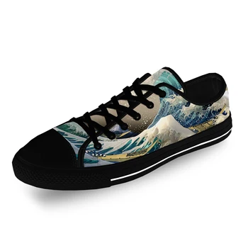 Японская Vaporwave Great Wave Off Повседневная ткань с модным 3D принтом, парусиновая обувь с низким берцем, мужские и женские легкие дышащие кроссовки  4