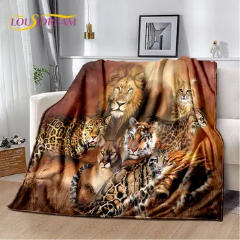3D Мультяшный Тигр, Волк, Лев, Леопард, плюшевое одеяло с животными, фланелевое одеяло, плед для гостиной, спальни, кровати, дивана, пикника  10