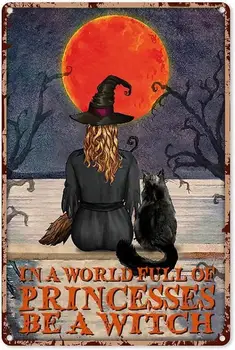 Ведьма на Хэллоуин и Черная кошка в мире, полном принцесс, Настенная табличка 