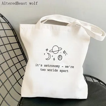 Женская сумка через плечо Astronomy By Conan Gray Quote Bag Harajuku Shopping Холщовая сумка-шоппер для девочек, сумка-тоут, женская сумка-шоппер  5