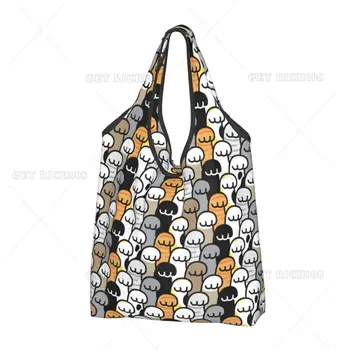 Хозяйственная сумка Kawaii Cat Paws, складная сумка-тоут, продуктовые сумки многоразового использования для улицы, Эко-сумка для женщин, милая сумка-тоут, один размер  5