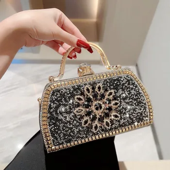 Женская роскошная вечерняя сумочка, блестящая сумочка, Банкетная сумочка со стразами, Высококачественная сумка-клатч  3