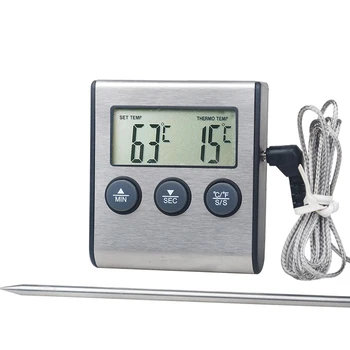 Мини Кухня TP700 Цифровой термометр для приготовления мяса Температура пищи Духовка Барбекю Гриль Функция таймера с датчиком из нержавеющей стали  10