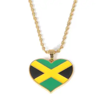 Ожерелье с подвеской в виде флага Ямайки из нержавеющей стали, Карта Ямайки в виде сердца, Ювелирные подарки  5