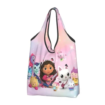 Сумка для покупок Gabbys Mercat Cats, женская модная сумка для покупок в мультяшном кукольном домике, сумки через плечо, сумки большой емкости  5