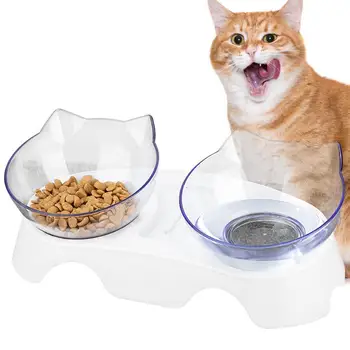 Миски для корма для кошек с рельефом, Блюдо для еды в форме милой кошки, Прозрачная кормушка для кошек, Пищевая, Термостойкая, безопасная Миска для кошек, домашнее животное  5