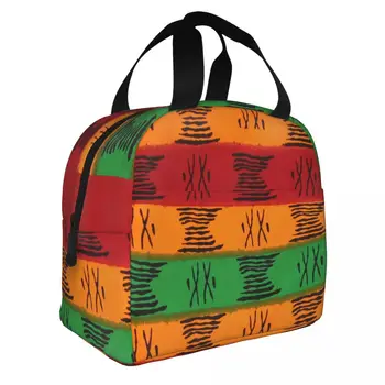 NOISYDESIGNS Сумка для ланча с рисунком африканских форм и символов, женская сумка-холодильник, теплый изолированный ланч-бокс для пикника, кемпинга, работы и путешествий  5