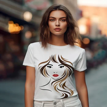 Женская футболка Simple Line Beauty с 3D принтом, повседневная женская футболка, Модный тренд, женская футболка, Летняя Новая женская футболка  5
