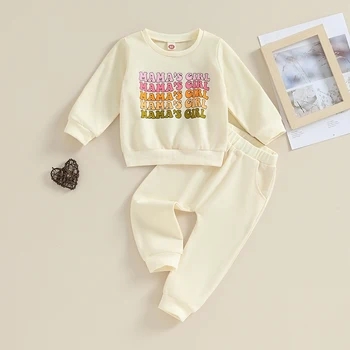 Детская одежда для девочек Daddys Осенне-зимний комплект одежды для малышей, толстовка и брюки, комплект джемпера и спортивных штанов для малышей, костюм  5