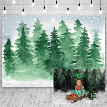 Фотофоны Avezano С Рождественской елкой, зимними снежинками, сосновым лесом, детский фон для фотостудии, фотофон  4