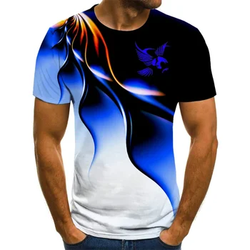 Летняя модная мужская футболка с коротким рукавом и 3D принтом орла, уличная повседневная дышащая футболка в уличном стиле, 6XL, новинка 2023 года  5