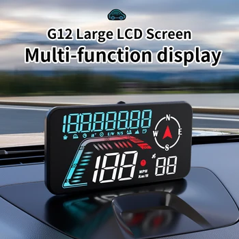 Автомобильный головной дисплей G12 HUD с 5,5-дюймовым GPS-спидометром, сигнализацией превышения скорости, интеллектуальным цифровым компьютером, км/ч, пробегом по городу  0