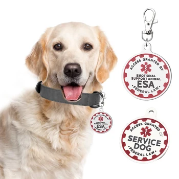 Идентификационные бирки служебной собаки для ошейника с гравировкой из нержавеющей стали Идентификационная бирка собаки ESA для животных эмоциональной поддержки для аксессуаров для служебных собак  5