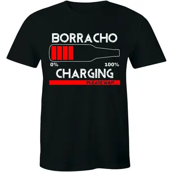 Borracho Charging Drunk Beer Забавный подарок с надписью на латинском Испанском Латиноамериканская мужская футболка  5