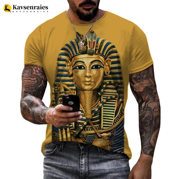 Древнеегипетская футболка с 3D принтом Гора, Божий Глаз Египта, Фараон Анубис, Графическая Футболка, Мужская Мода, Повседневная Уличная Одежда, Топы 6XL  5