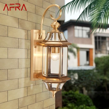 AFRA Современный наружный латунный настенный светильник IP 65 Креативный дизайн Светодиодный медный светильник-бра Декор для домашнего Балкона  5