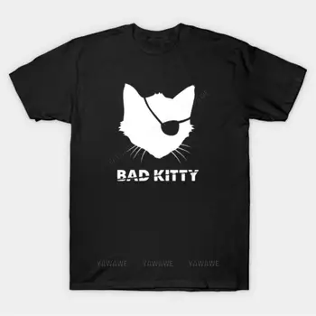 Футболки для взрослых, подростковая футболка Bad Kitty, Силуэтная футболка, брендовая повседневная футболка с коротким рукавом для мужчин, негабаритная мужская летняя футболка  5