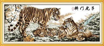 Набор для вышивания крестиком Tiger family 14ct 11ct предварительно проштампованный холст, вышивка крестиком для любителей животных, рукоделие ручной работы своими руками  10
