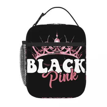 Kpop Черная Розовая мягкая термосумка для ланча, сумки для ланча, термосумка для ланча  5