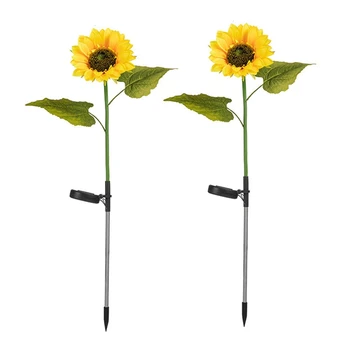 Солнечный Уличный светильник Sunflowers для газона, водонепроницаемый Светильник для дорожки из солнечных цветов Для украшения сада  5